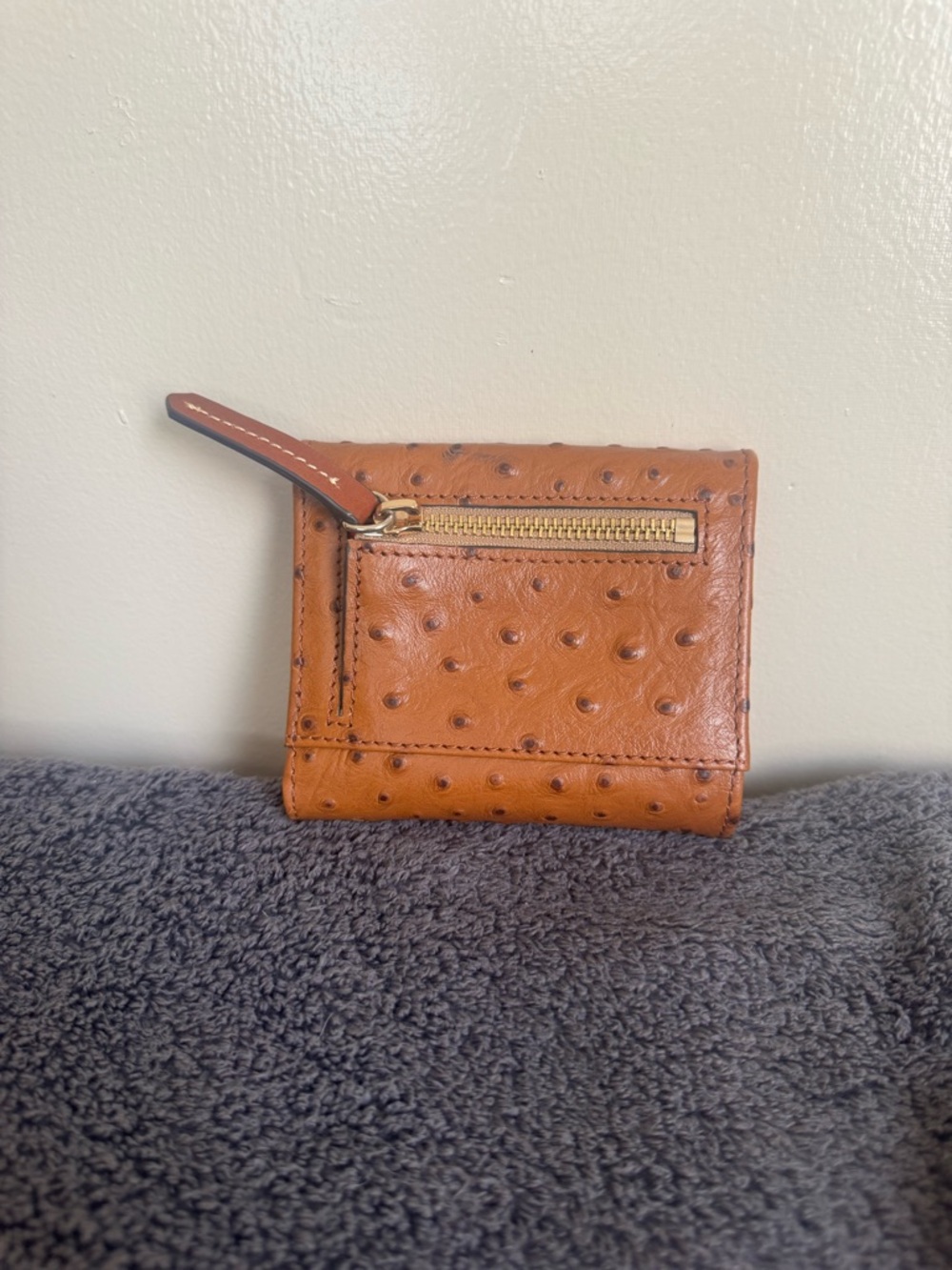 Dooney & Bourke Ostrich Small Flap Wallet (Caramel) - Picture 6 of 12